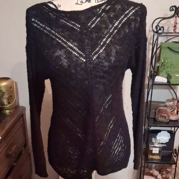 💫💫💫ATTENTION Black Knit Long Sleeve Crewneck Sweater Sizs Small - Picture 1 of 1